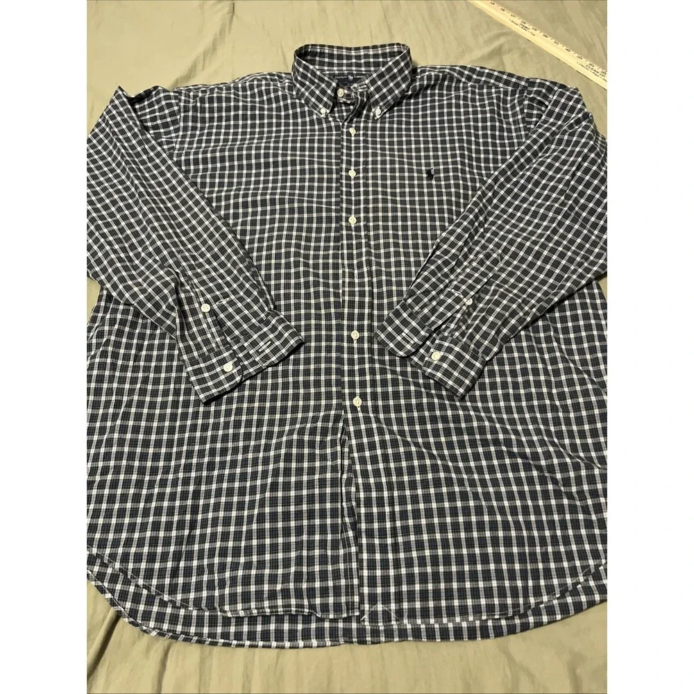Polo Ralph Lauren Men's Shirt Blue Plaid XL Long Sleeve Button Front Classic Fit